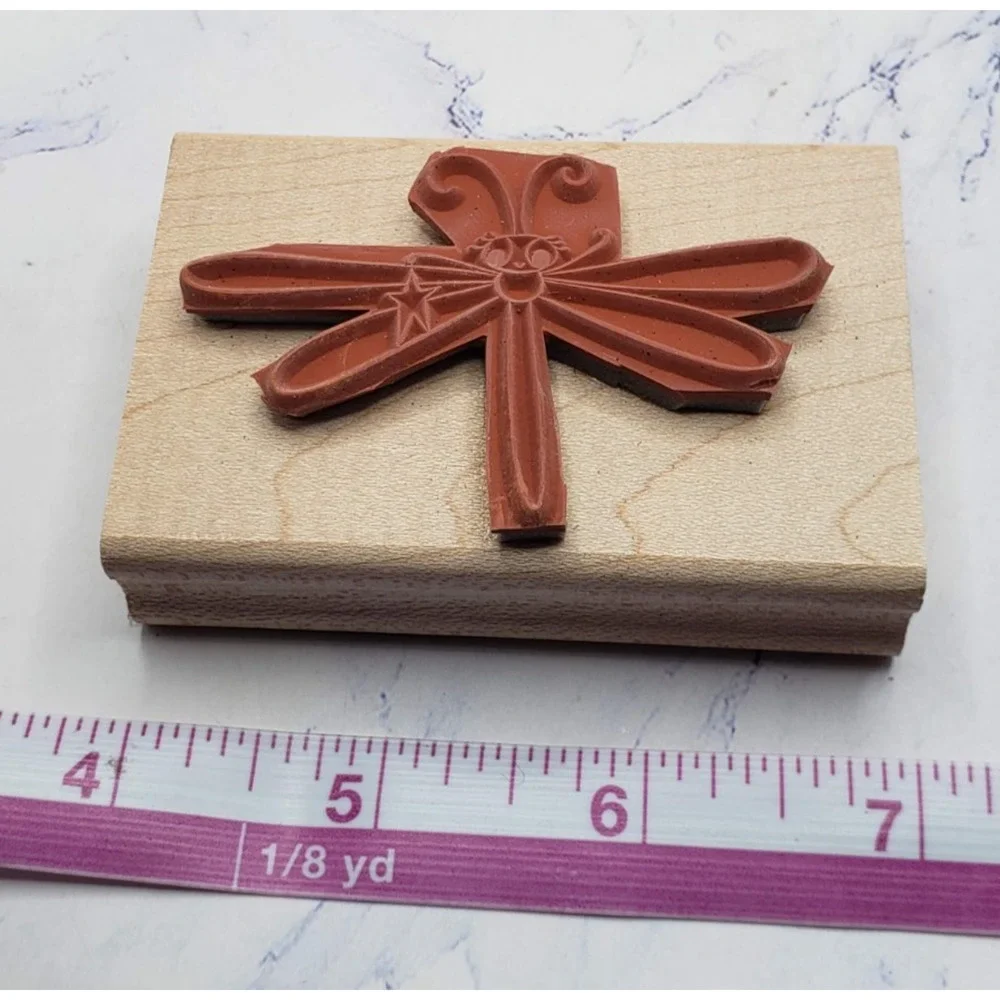Stampin Up Cute As A Bug Star Delivery Dragonfly Wood Mounted Rubber Stamp